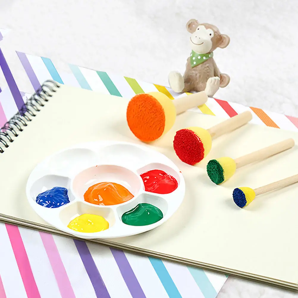 5Sets Kids Painting Sponge Stamp DIY Craft Drawing Tools Preschool Educational Ergonomic Handle Lightweight Safe for Children