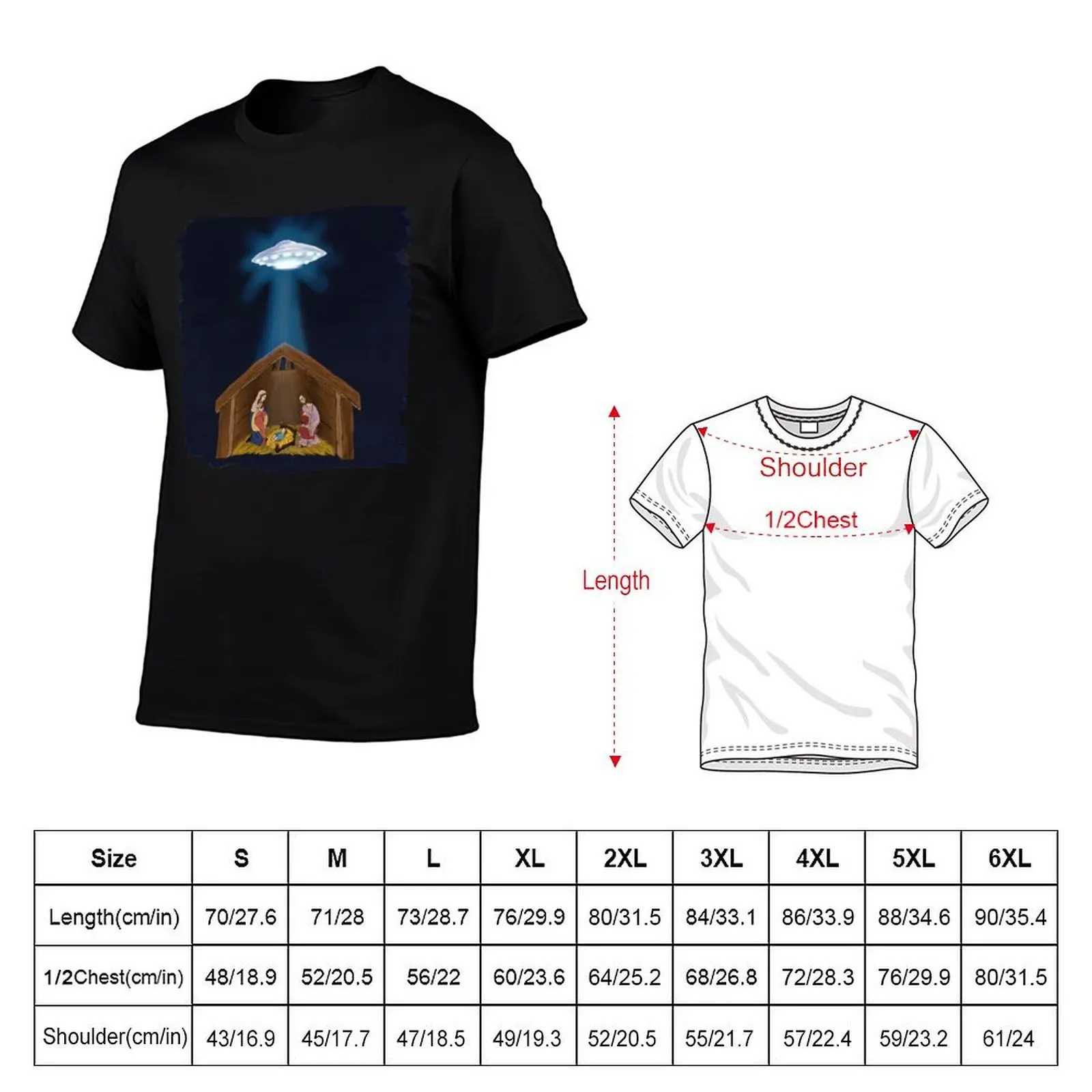 Jesus Nativity With UFO Star T-Shirt Clothing luxury designer T-shirts for men cotton