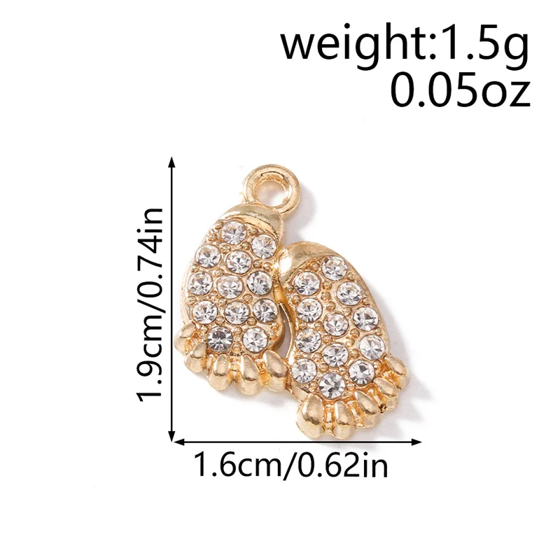 10pcs 16*19mm Crystal Footprint Charms Cute Boys Girls Baby Footprint Charms Pendants for Necklace DIY Earrings Jewelry Making