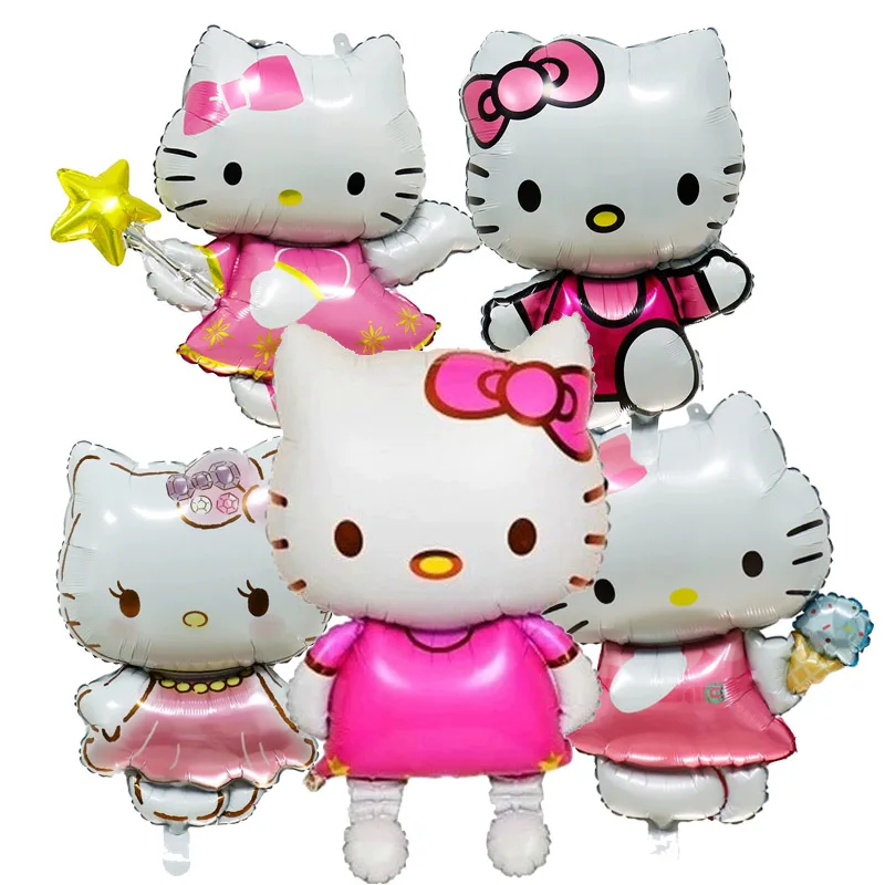 

5pcs Hello Kitty Balloon Children's Happy Birthday Party Decoration Kawaii Anime Figure Balloons Cute Cartoon Party Supplies