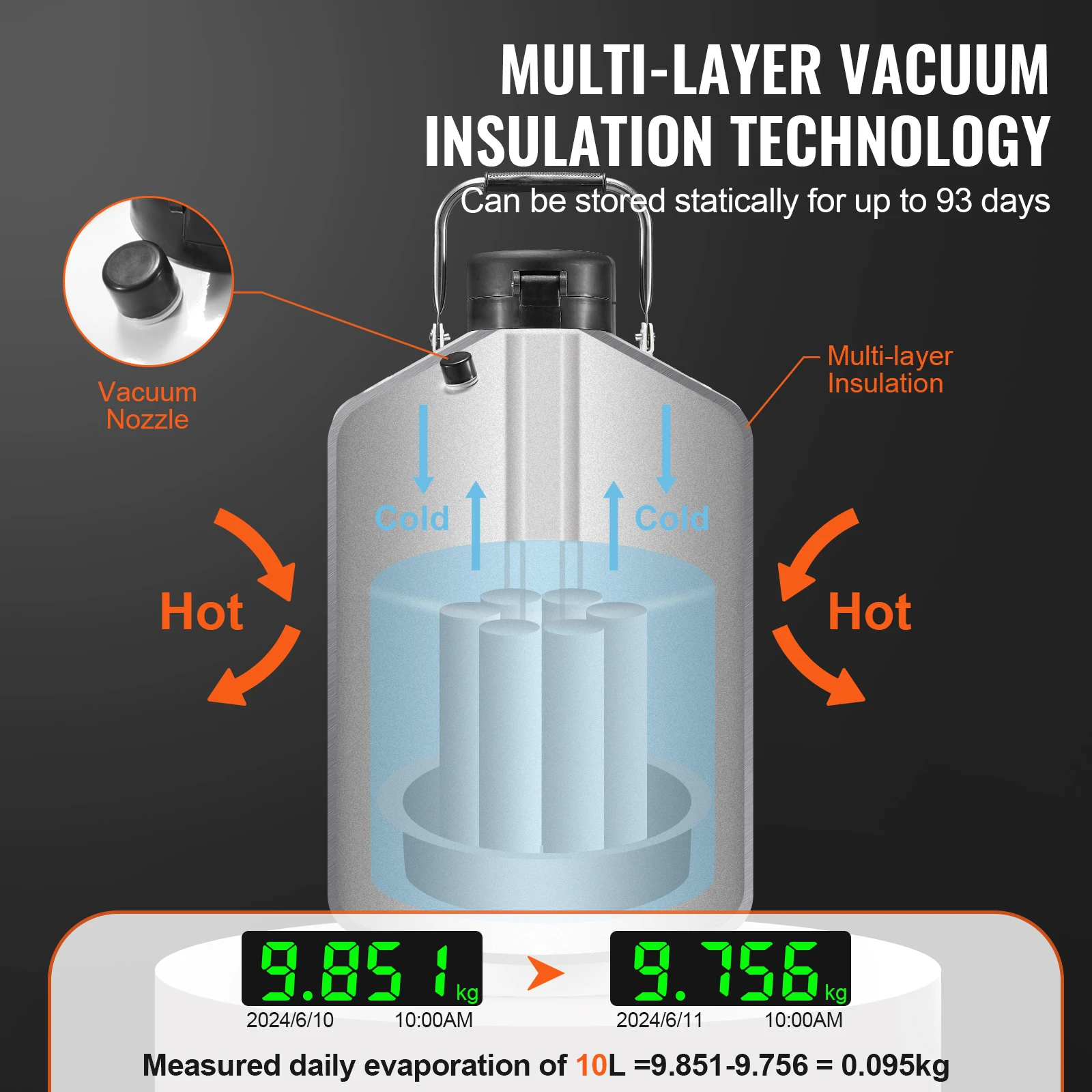 SucceBuy Liquid Nitrogen Tank 30 L Aluminum Alloy Liquid Nitrogen LN2 Tank Dewar Beauty Industry Semen Preservation Scientific