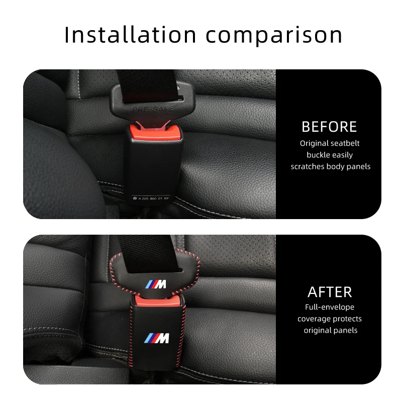 Protector de cinturón de seguridad de coche, Base de cuero con protección de hebilla para BMW X1, X2, X3, X4, X5, X6, X7, G20, G30, 6GT, E46, E90,