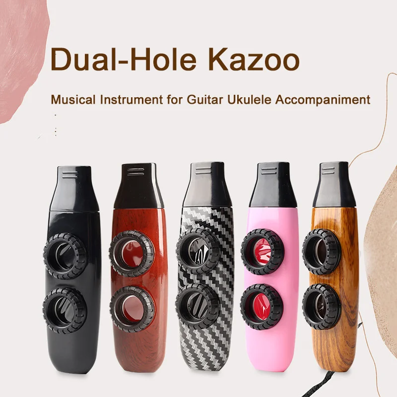 Instrumento musical Kazoo de doble orificio, Kazoo de práctica de diseño de grano duradero y ligero para acompañamiento de ukelele de guitarra