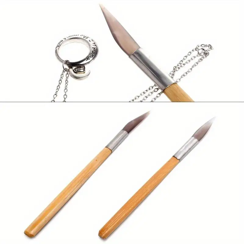 1Pc Bamboo Handle Agate Knife Wooden Handle Polishing Tool for Jewelry Maintenance