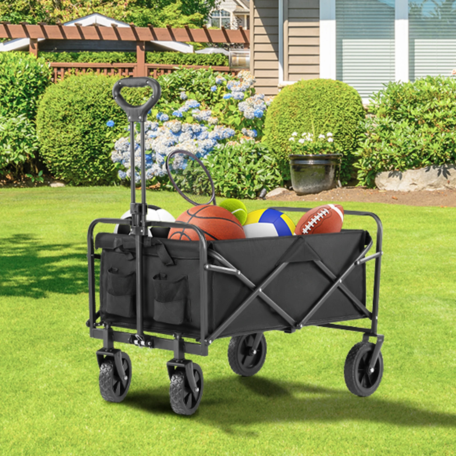 Pop Outdoor Collapsible Foldable Garden Beach Cart Large Capacity Wagon Cart Utility Grocery Wagon For Shopping Sports Camping