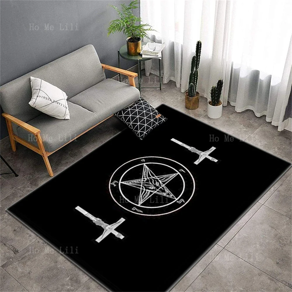 Satanic Devil Knights Templar Church Flag Creative Workshop Evil Pentagram Non Slip Flannel Floor Rugs