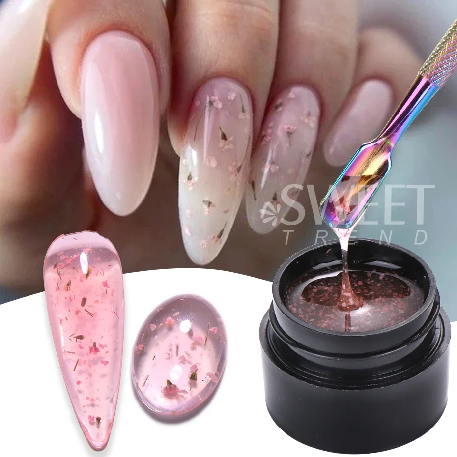 5ml Fiore secco Gel Smalto per unghie Petalo floreale Gomma Manicure fai da te Vernici ibridi Vernice permanente Fiore Gel Necessita Base Top Coat