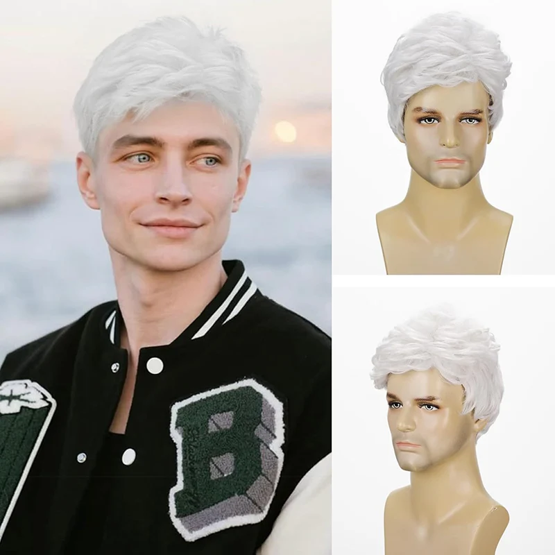 Banquet Clothing Match Colorful Short Hair Ball Suit Man Dress Up Hairpiece No Bangs Wig Evening Party Headwear Ear Length Hair
