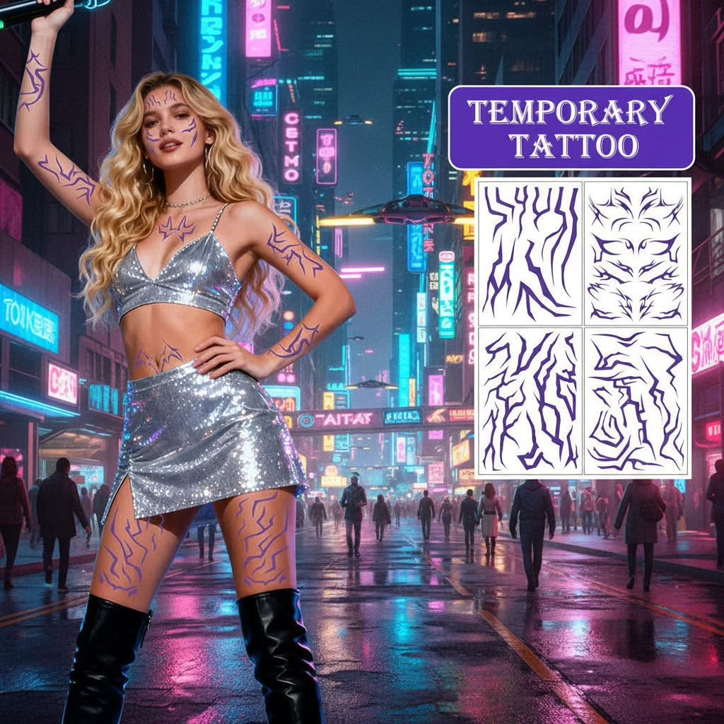 

4 шт. KPop Demon Hunters временный набор татуировок Rumi & Jinu Patters День рождения аниме наклейки для мальчиков Хэллоуин косплей Rumi татуировки