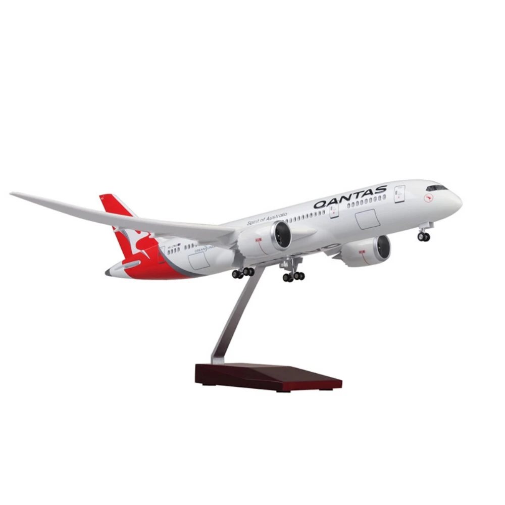 نموذج طائرة B787/737/747 A380 QANTAS نموذج طائرة طائرة من الراتنج ديكورات منزلية مع ضوء وعجلات مجموعة مصبوبة #4