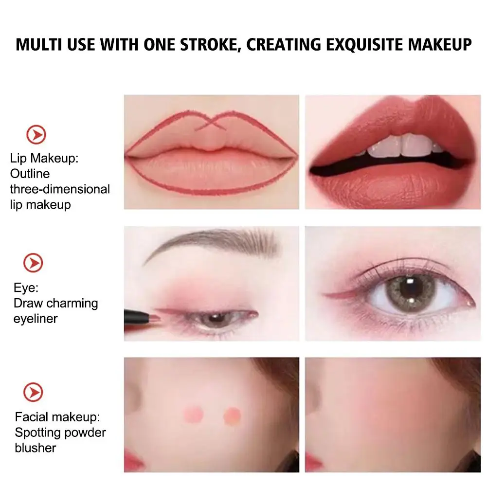 Lápis de delineador labial vermelho com rotação automática, baixa saturação, maquiagem de longa duração, à prova d'água, hidratante, maquiagem coreana