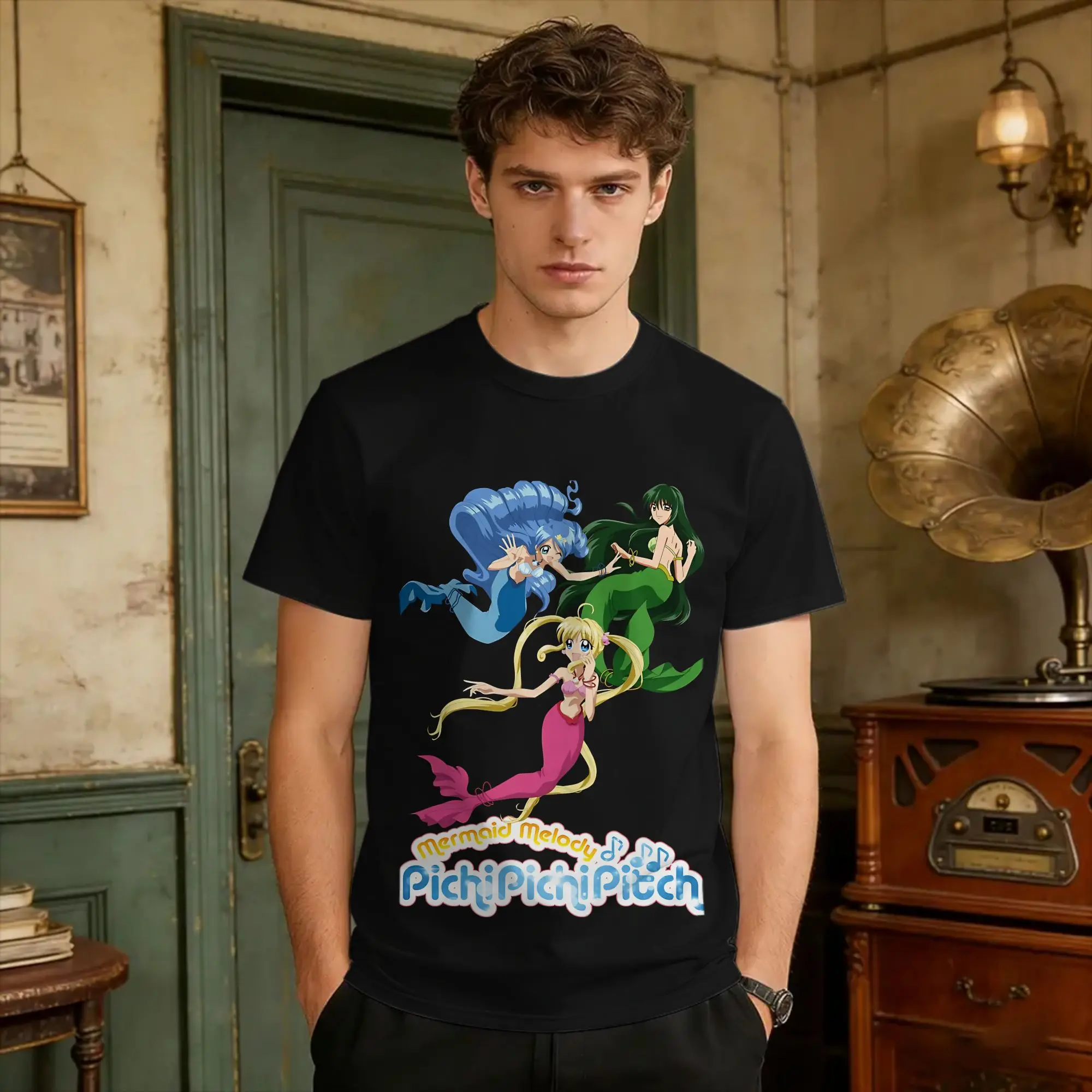 Men's Mermaid Melody, Pichi Pichi Pitch T Shirts  Cotton Clothing Summer Y2K Fun Short Sleeve T Shirt O Neck Trendy Cool Tshirt