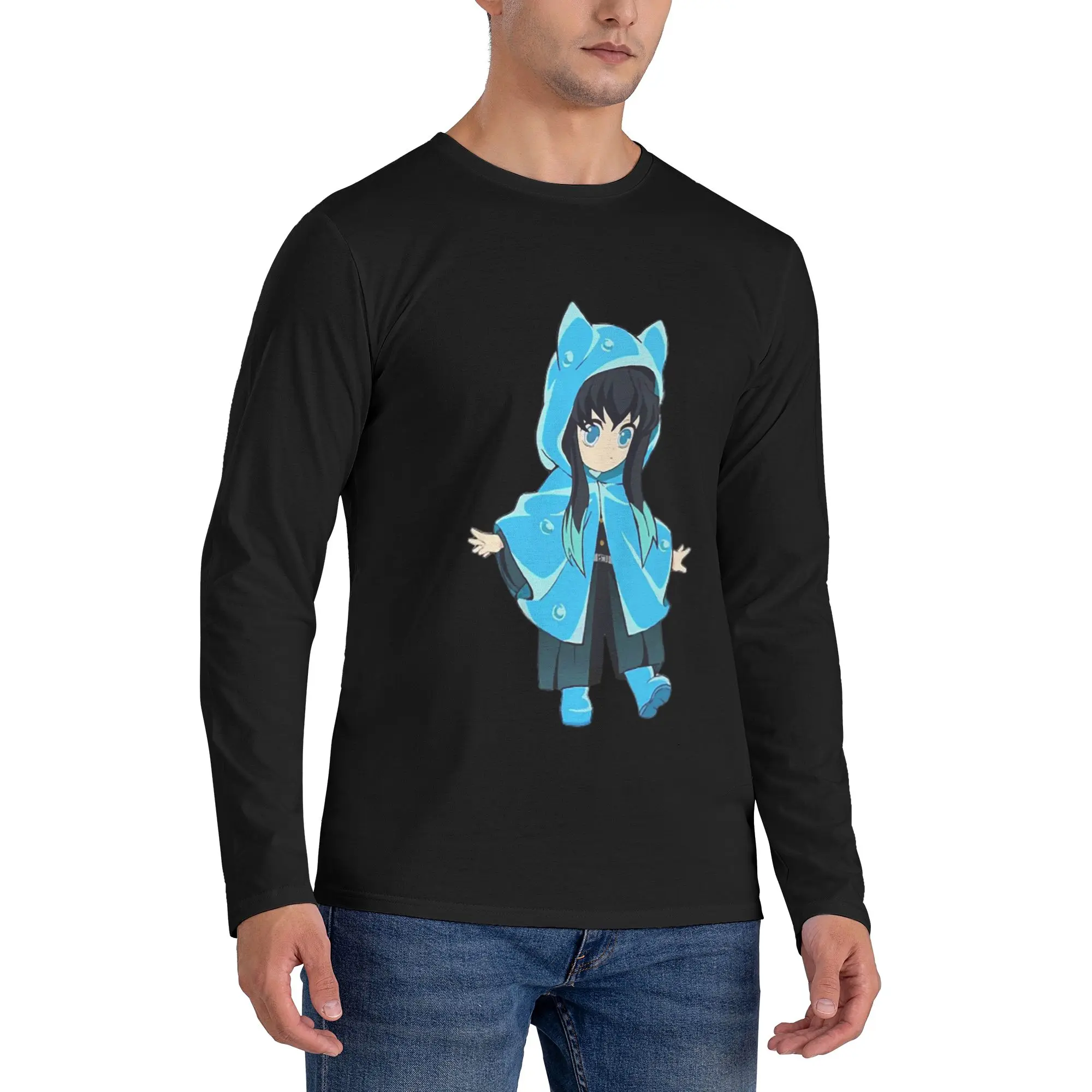 

Мужская футболка Muichiro Tokito с длинными рукавами, модные футболки с круглым вырезом, весенне-осенние мужские топы