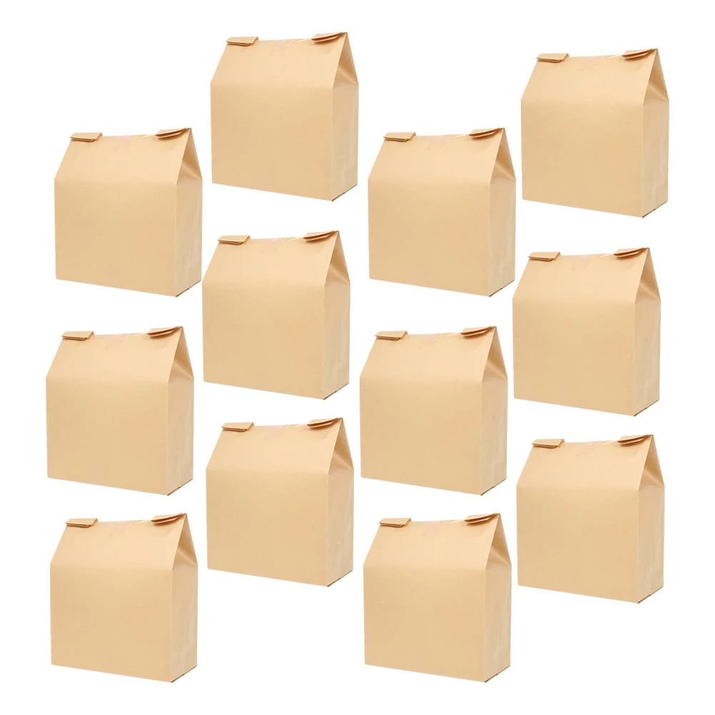 

50 Pcs Kraft Paper Bread Bags Reusable Food Grade Oil Resistance Snack Packaging Treat Bags Dessert Supply Household Storage