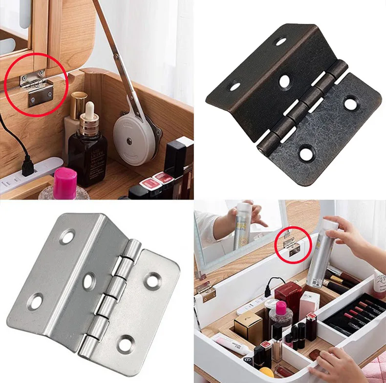 

10pcs Furniture Fitting Hardware Tool Accessories Cabinet Door Five Hole Three Fold Iron Hinge Furniture Iron Home Plating