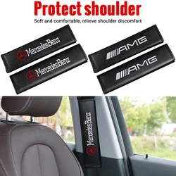 Funda para cinturones de seguridad de coche, cojín protector de hombro de cuero y fibra de carbono para Mercedes Benz W204 W205 Amg W211 W212 W213 Smart Gla W176