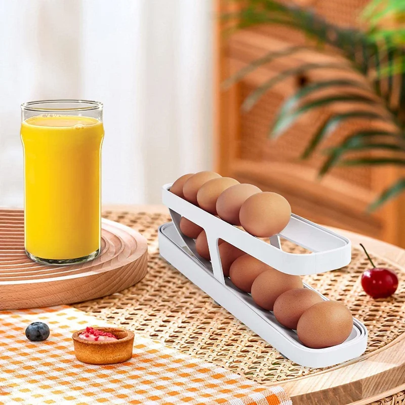 

Unique Rolling Egg Holder Auto Rolling Design Egg Container 12-14 Eggs Kitchen Organizer for Pantry Countertop Refrigerator