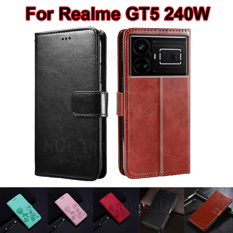 чехол на Realme GT5 240W Case Wallet Flip Capa Book Phone Shell PU Leather Cover For Funda Realme GT5 GT 5 240W 6.74