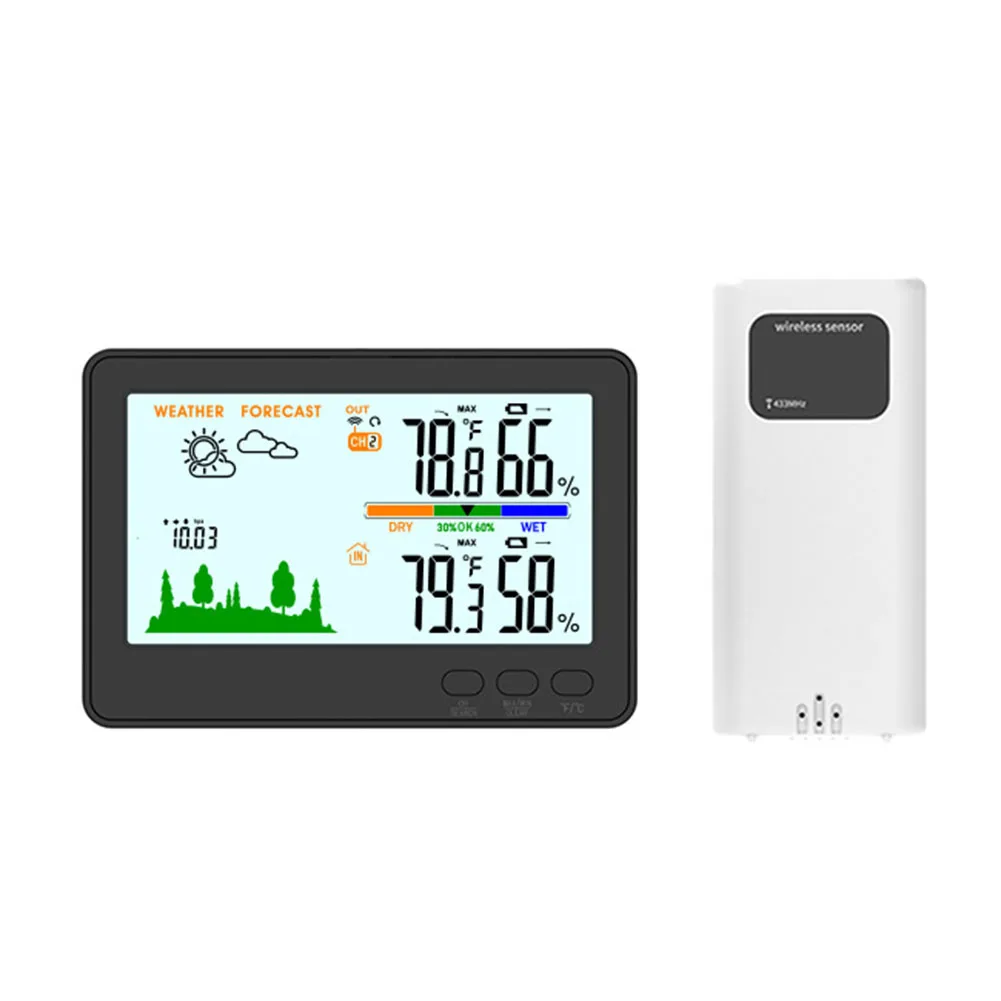 Indoor Outdoor Display Hygrometer Weather Station Air Pressure Measurement Backlight Display Low Power Reminder