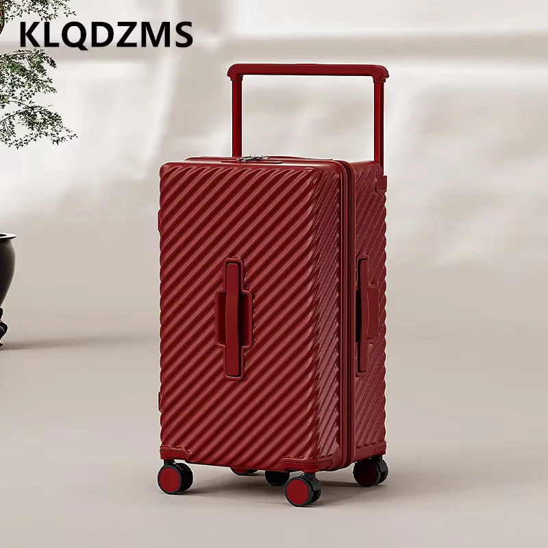 KLQDZMS bagasi 20 "22" 24 "26" 28 "30 inci wadah troli kapasitas besar ABS + casing asrama PC gaya troli tas perjalanan koper kabin