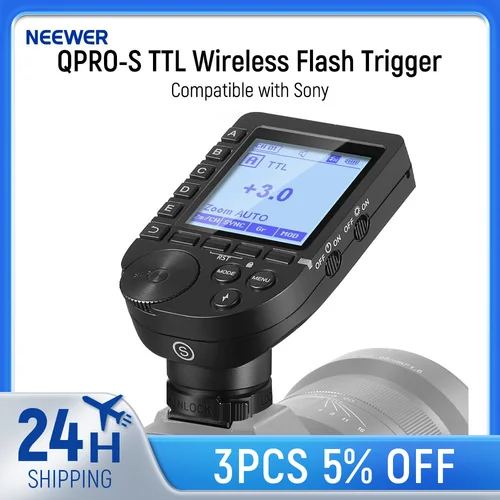 NEEWER QPRO-S TTL Disparador de flash inalámbrico compatible con Sony 1/8000s HSS Pantalla LCD grande Diseño inclinado 5 botones de grupo 9
