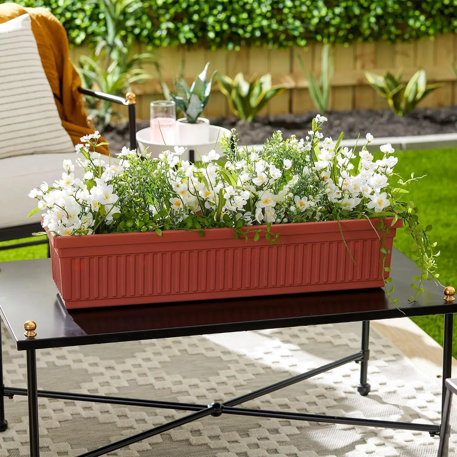 HC Companies 30 Inch Long Fluted Venetian Garden Window Container Planter Box for Indoor or Outdoor Flowers,, Customized