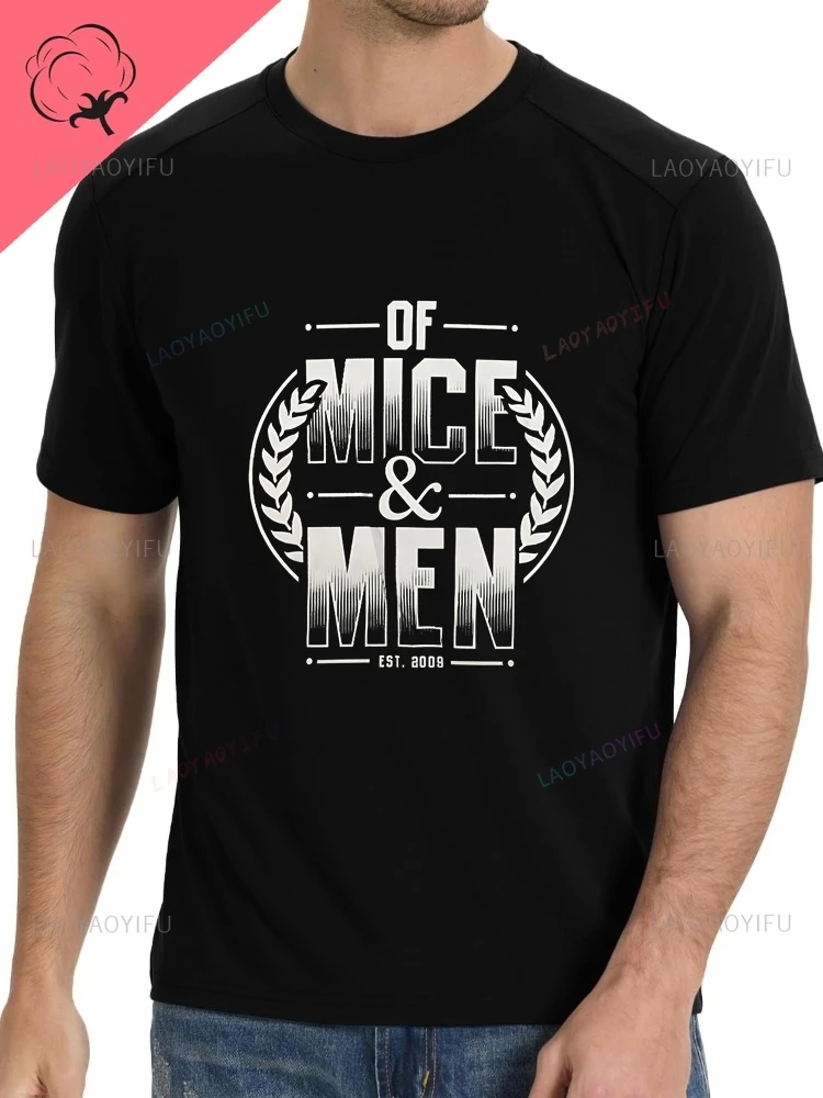 من الفئران والرجال - (تي شيرت OM&M Retro Band Style بأكمام قصيرة لكل من الرجال والنساء، تي شيرت قطن 100%) #1