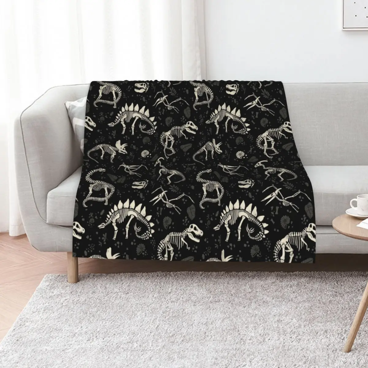 Excavated Dinosaur Fossils Throw Blanket Flannel Summer Hairys Flannel Fabric valentine gift ideas Bed covers Blankets