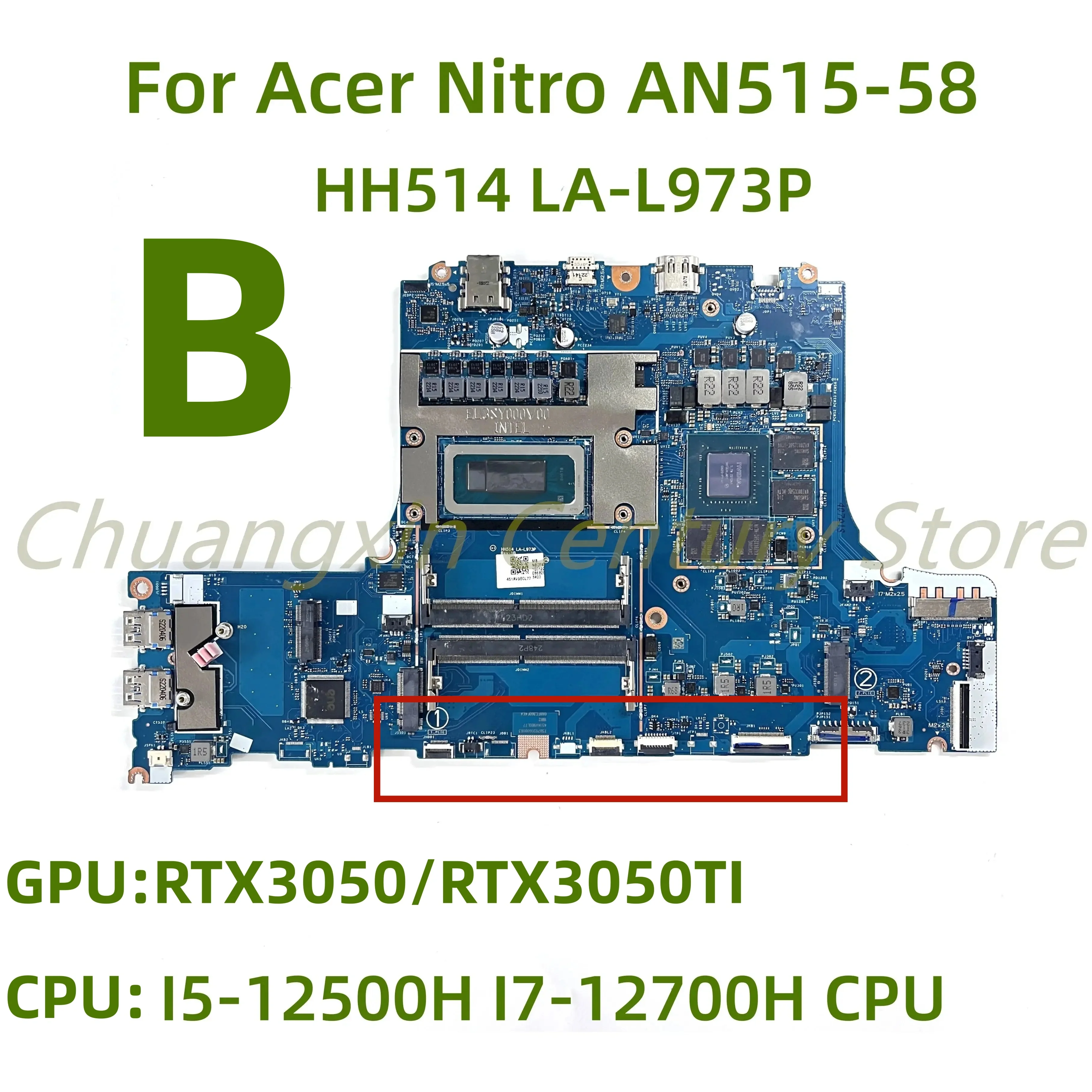 Suitable for Acer Nitro AN515-58 laptop motherboard HH514 LA-L973P with I5-12TH CPU RTX3050/RTX3050TI 4G GPU 100% Tested Full
