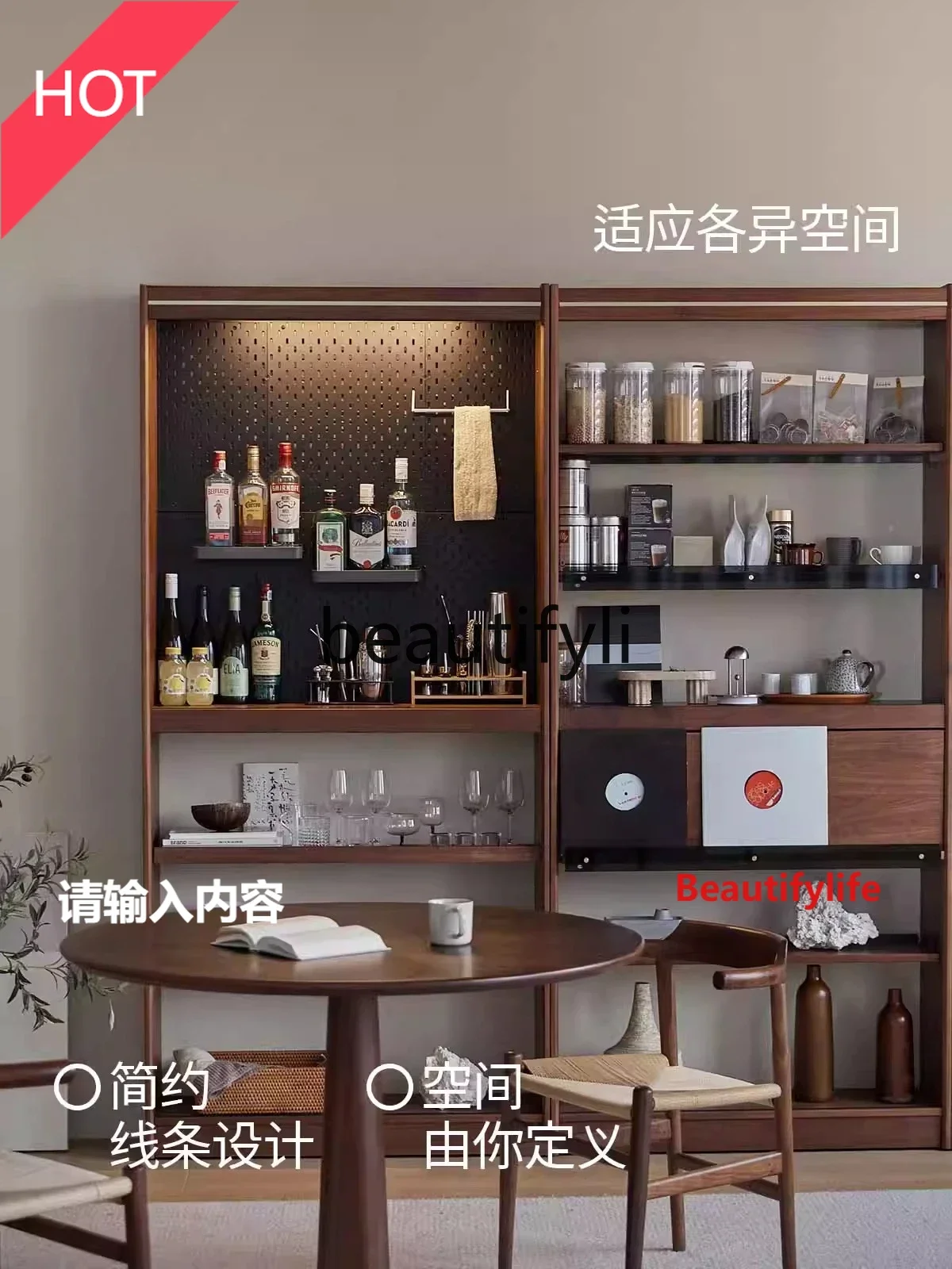 

A07 Solid wood bookcase integrated whole wall black walnut bookcase with glass door locker floor display cabinet07