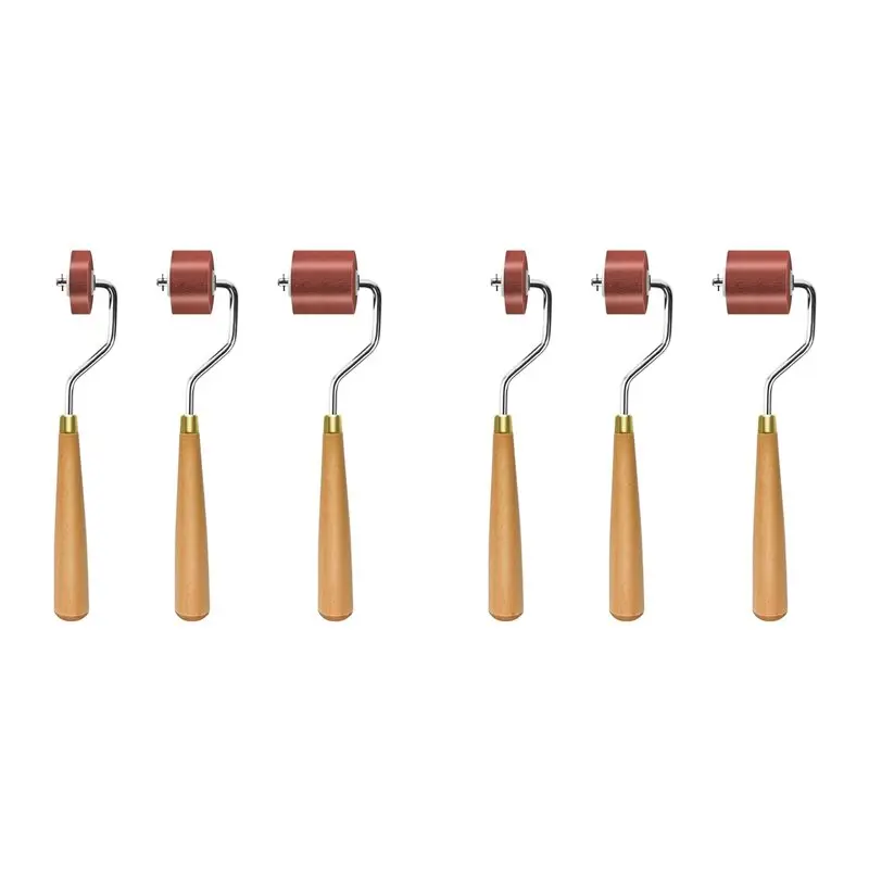 ABJO-6Pcs Rubber Rollers Rollers For Crafting, Ink Roller Set With Comfort Grip For Printmaking, Crafts, And Stamping