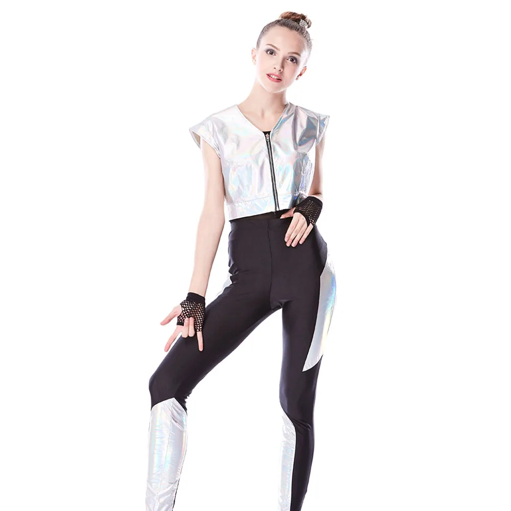High Quality 3 Piece Performance Outfits MJ Spacesuit Hip Hop Stage Dance Costume Street Dancewear  Danceclothes Women