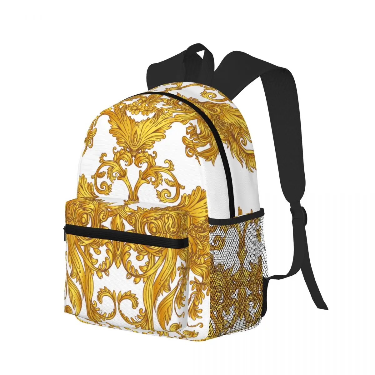 Golden Baroque Laptop Bookbag Computer Bag Hiking Travel Daypack for Women Men