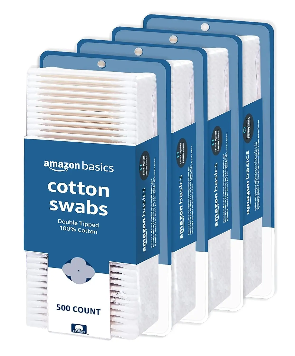 

Double-Tipped Cotton Swabs for Personal Hygiene & Baby Care, 2000 Count (4-Pack of 500)
