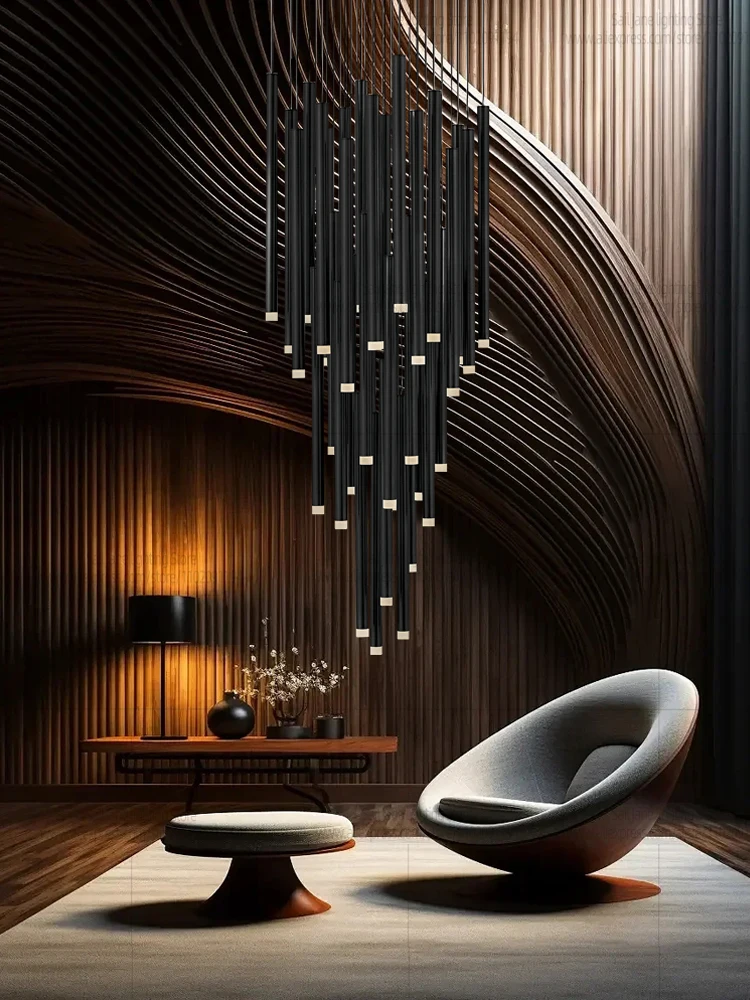 LED Long Chandelier Villa Hanging Staircase Pendant Light Hotel Lobby Decoration Light Living Room Kitchen Light Indoor Lighting