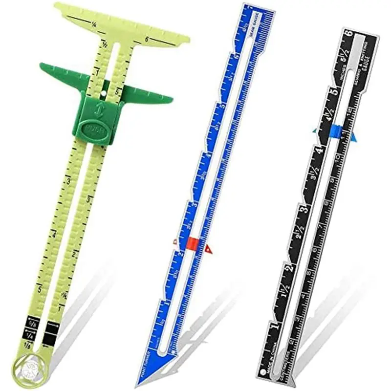 ABZL 3PCS Slide Gauges Sewing Tools Set Measuring Sewing Gauges For Beginners, Knitting, Crafts, Sewing Supplies