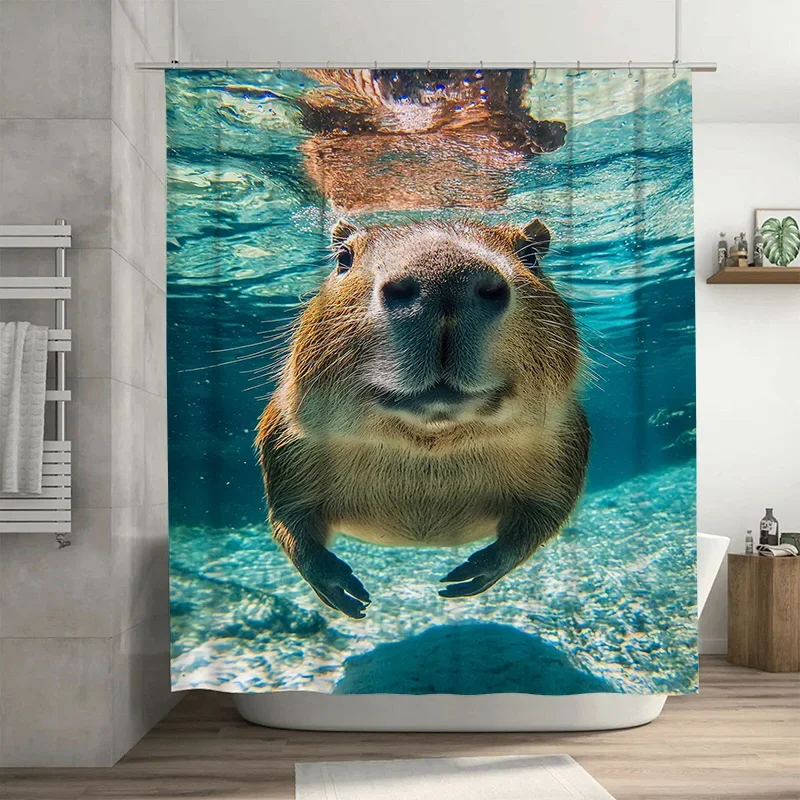 High-quality waterproof shower curtains featuring adorable underwater animals designed for a cozy bathroom experience. Great gif