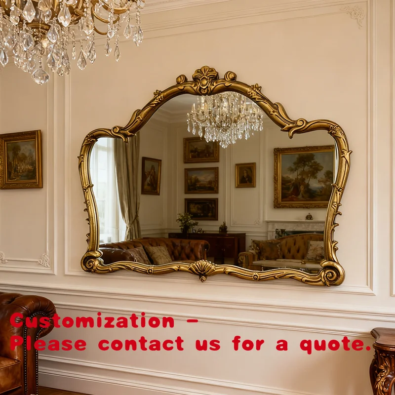 

Customize.European Retro Style Arch-Shaped Lightweight Gold Bathroom Mirror Wall Decor Living Room Bathroom and Bedroom