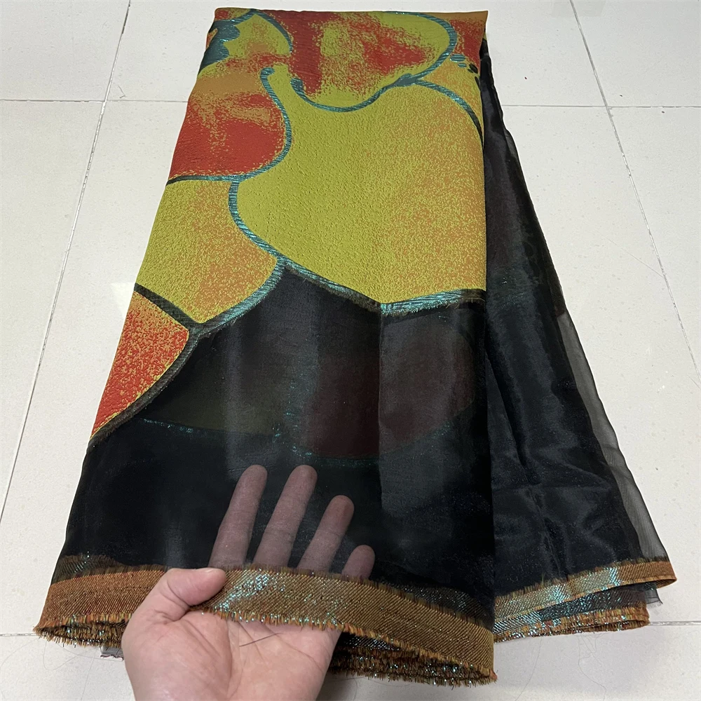 

African Nigerian High-Quality Tulle Lace Fabric Organza Embroidery Guipure for Party Gown Jacquard Wedding Dress 5Yard YXZ188