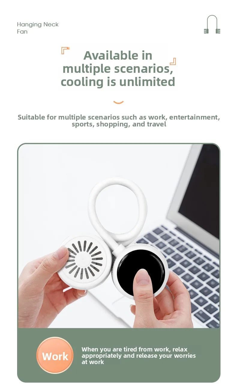 New Hanging Neck Fan Portable Cooling Fan Air Cooler Usb Leafless Bladeless Neckband Mini Rechargeable Electric Fans