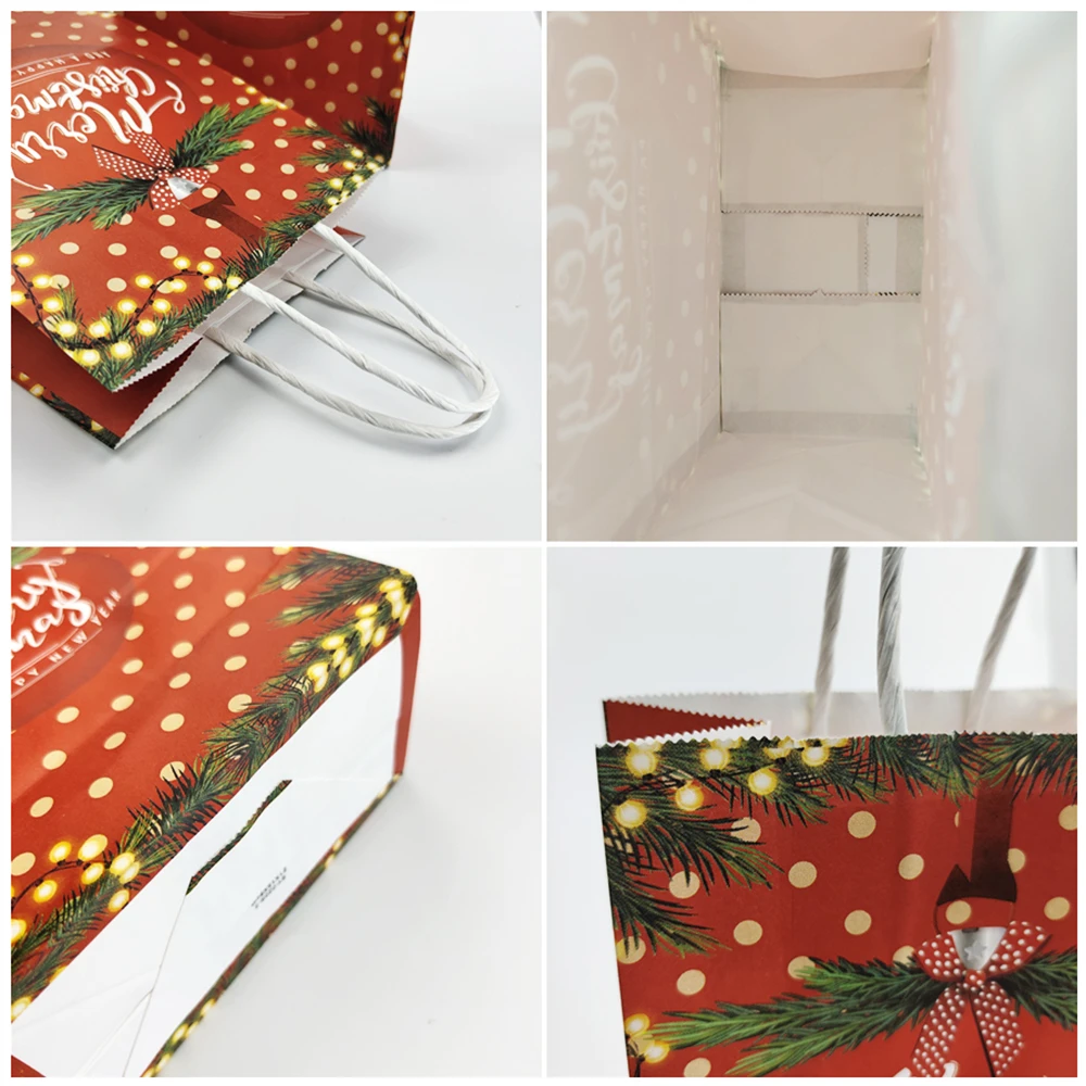 4 Stück Weihnachtsgeschenktüten aus Kraftpapier, Süßigkeiten- und Kekstüten, Verpackungstüten für Neujahrspartys, Snack-Geschenkverpackung, Weihnachtstüten 2026 – Detail 7
