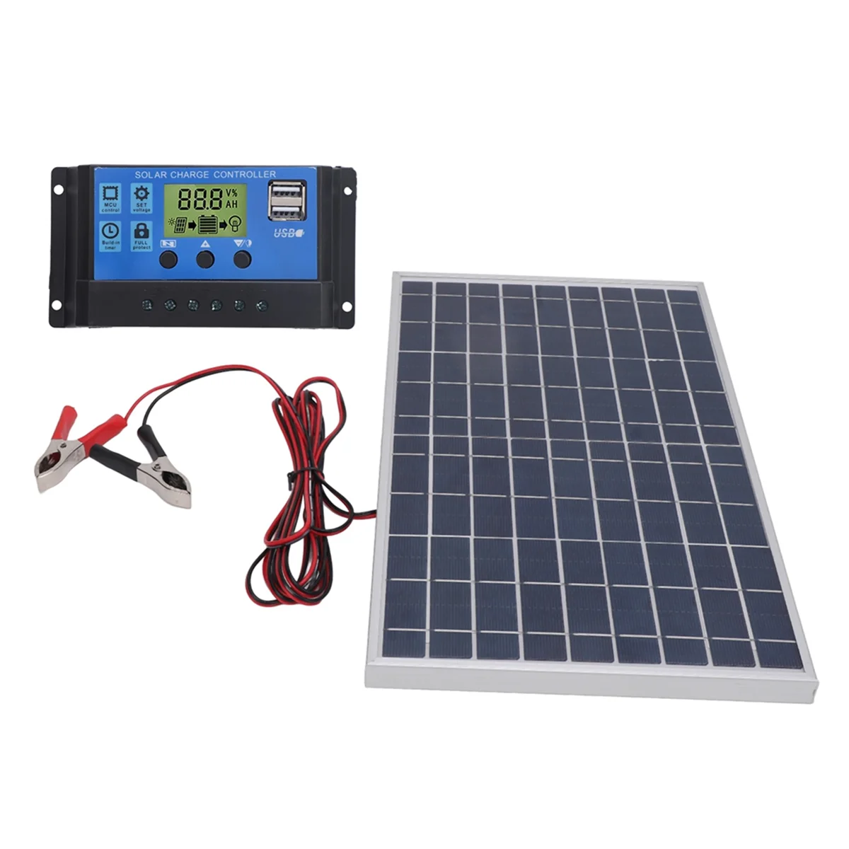 

【New User Coupon】Solar Panel 10W 12V Polycrystalline IP65 Waterproof Portable 30A Solar Charge Controller Combo for Outdoor