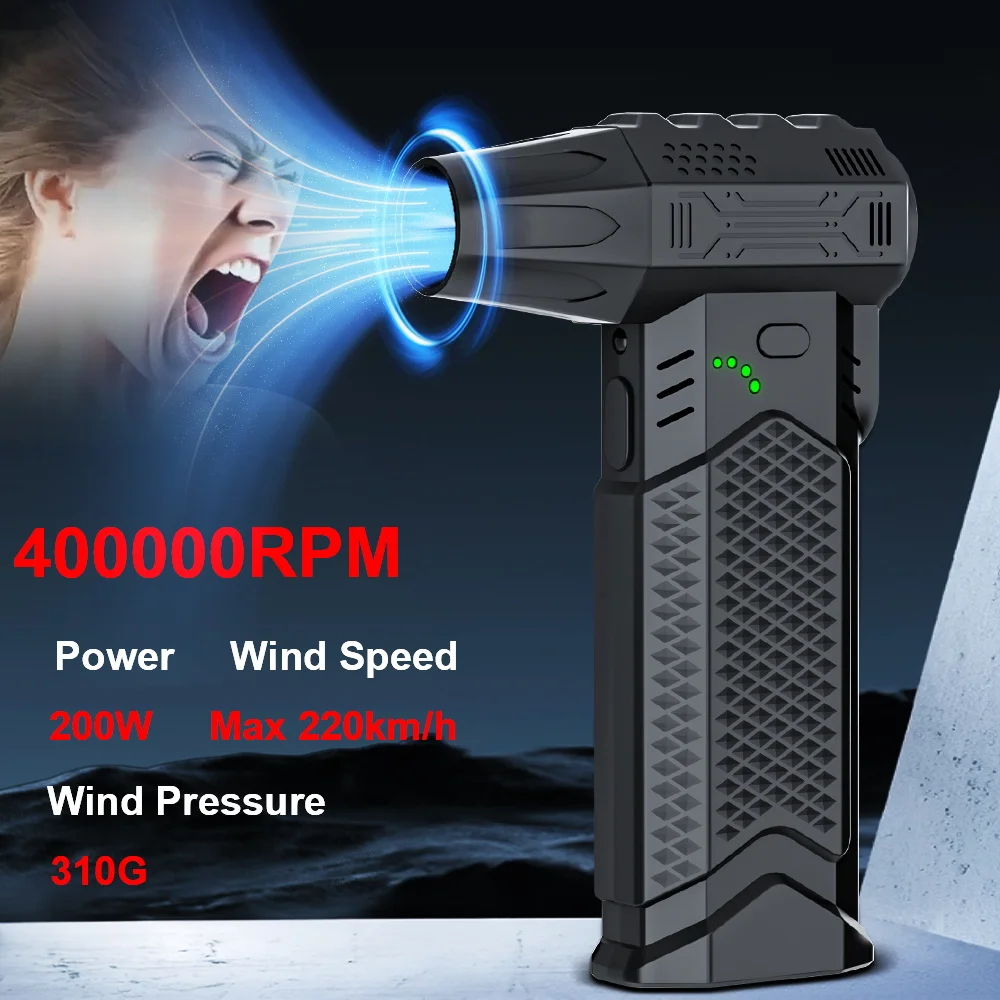 

Turbo Blower Cleaning Blower Tool Blowing Snow Violent Jet Fan Blow and Suction 2 in 1 Electric Air Duster Portable 400000RPM