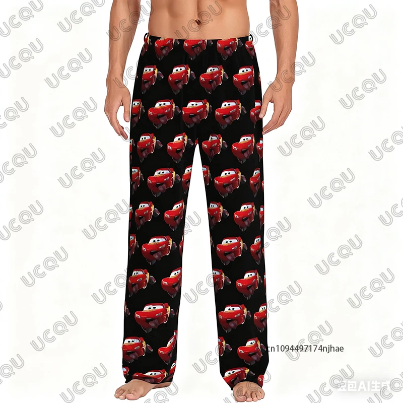 

2026 The Cars Lightning Mcqueen Print Pajamas Pants For Men Spring Autumn Couples Trousers Casual Home Kids/Adult Long Pants