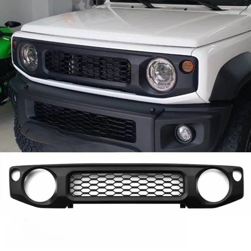 المصد الأمامي للسيارة شبكة سباق الشواية لجيمي JB74 JB64 2019 2021 2022 2023 2024 ABS الأسود الأوسط غطاء مصبغة الملحقات