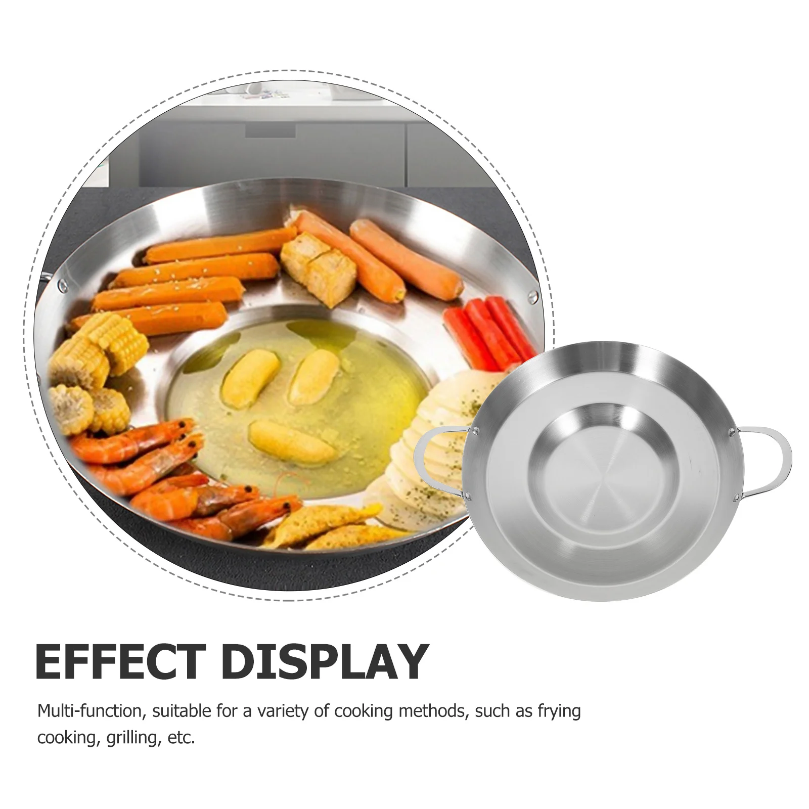 

Stainless Steel Frying Pan Flat Non-Stick Kitchen Cookware Home Outdoor Cooking Portable Fryer Pan Flat Frying Pot