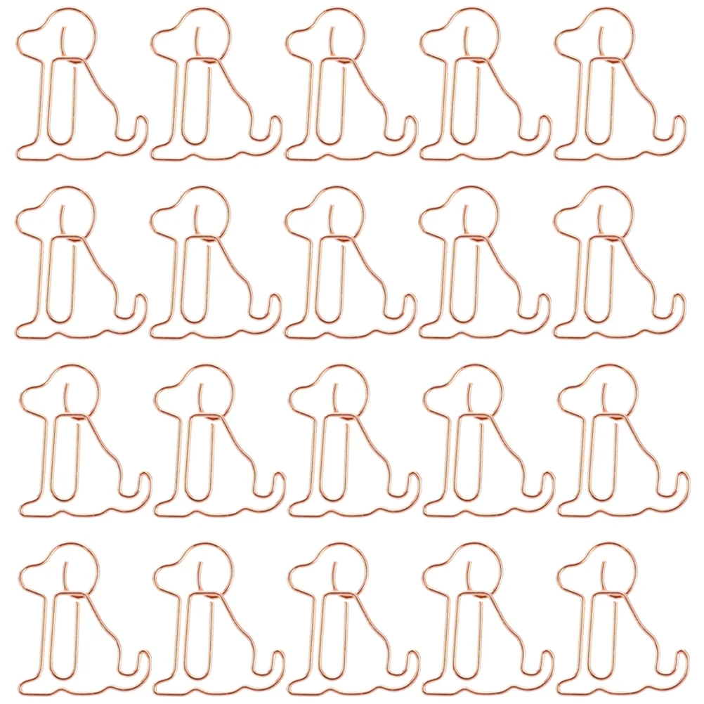 50 Pcs Puppy Pin Rose Gold Paper Clip Marking Paperclips for Home Cute Scrapbook Page Marker Dog Office Metal Cartoon