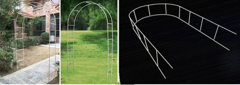 Luxury 240*38*140cm White Wedding Metal Arch Garden Iron Flower Stand Grape Vine Climbing Frame Loofah Rack For Party Decoration