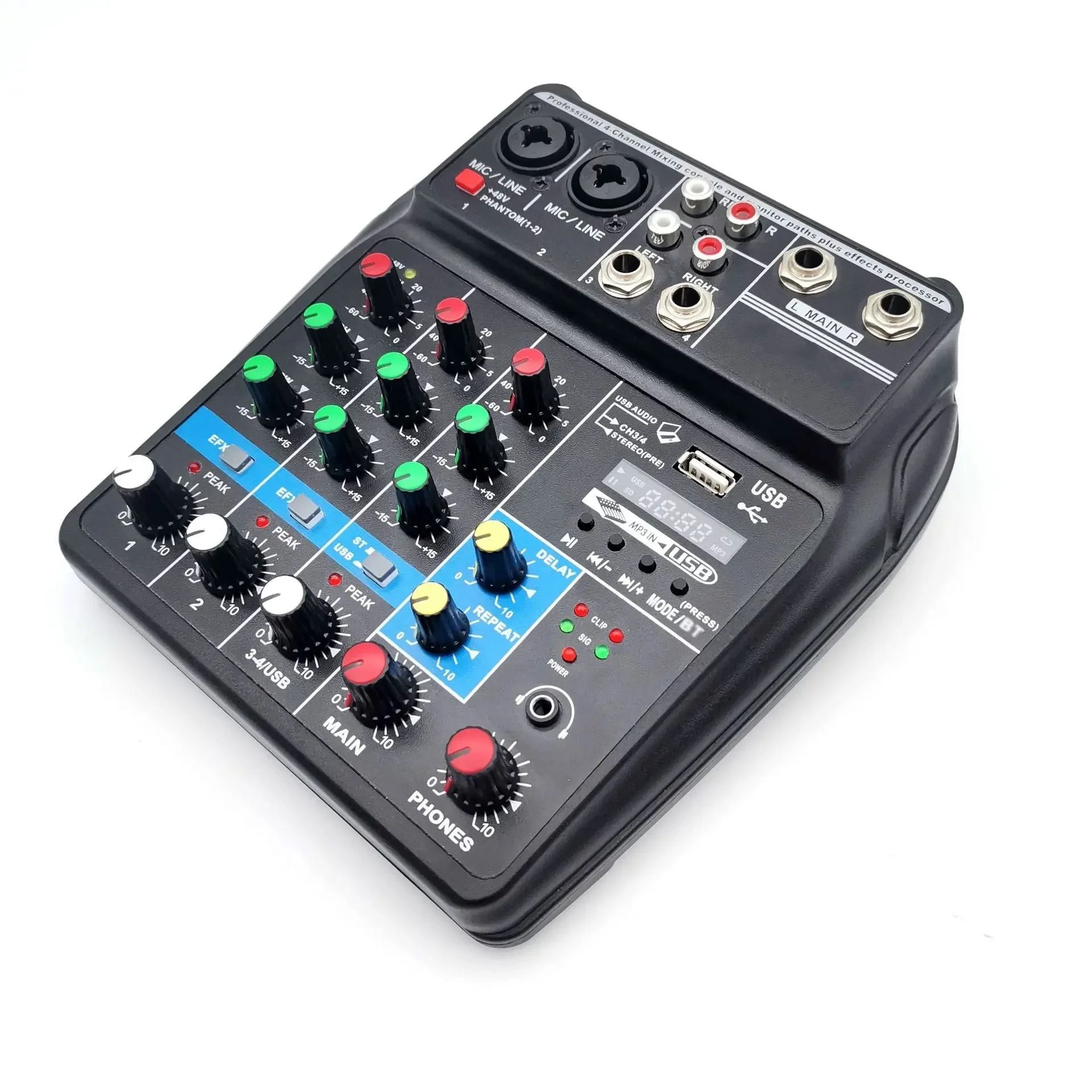 Bluetooth sound card digital small 4-way mixer professional stage live usb mini mixer