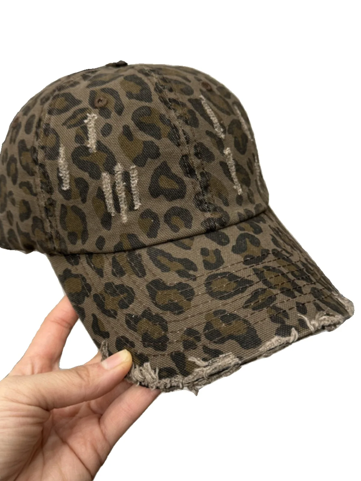 Fashion Brand Color Leopard Print Hat Broken Fashion Baseball Cap Women Do Old Thin Worn Worn Couple Hundred Soft Caps